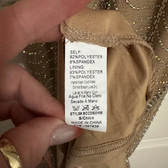 Banjul Tan and Silver Long Sleeve Dress - Picture 5 of 5